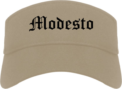 Modesto California CA Old English Mens Visor Cap Hat Khaki