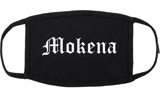 Mokena Illinois IL Old English Cotton Face Mask Black