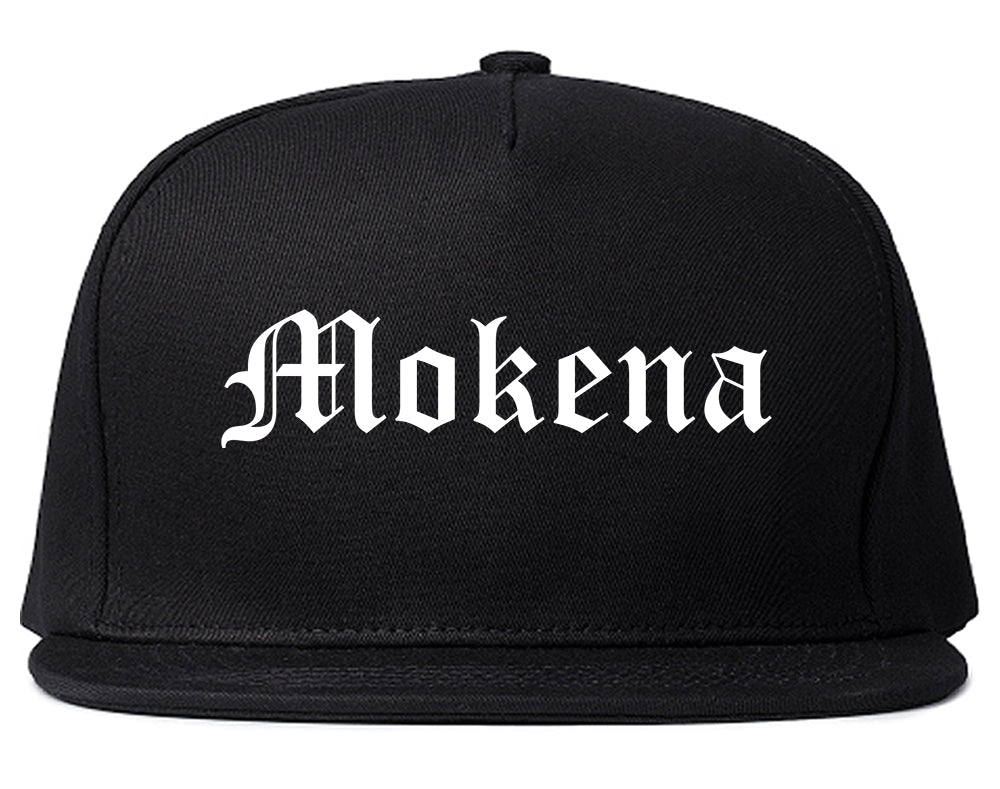 Mokena Illinois IL Old English Mens Snapback Hat Black