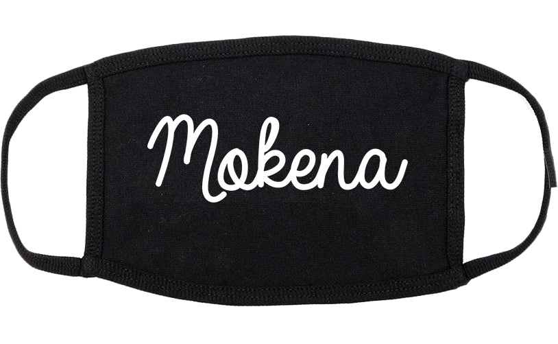 Mokena Illinois IL Script Cotton Face Mask Black