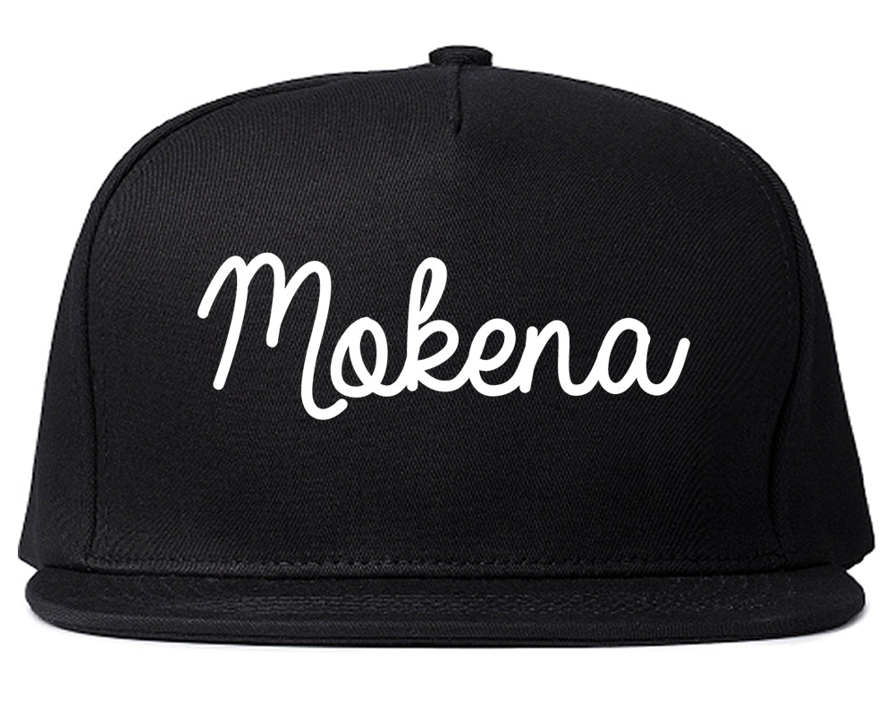 Mokena Illinois IL Script Mens Snapback Hat Black