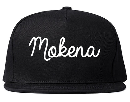Mokena Illinois IL Script Mens Snapback Hat Black