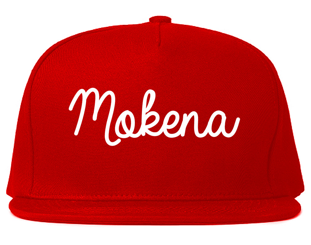 Mokena Illinois IL Script Mens Snapback Hat Red