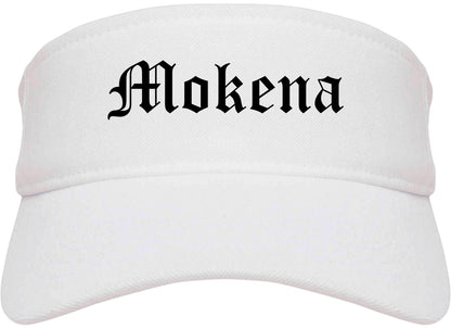 Mokena Illinois IL Old English Mens Visor Cap Hat White