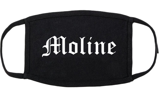 Moline Illinois IL Old English Cotton Face Mask Black