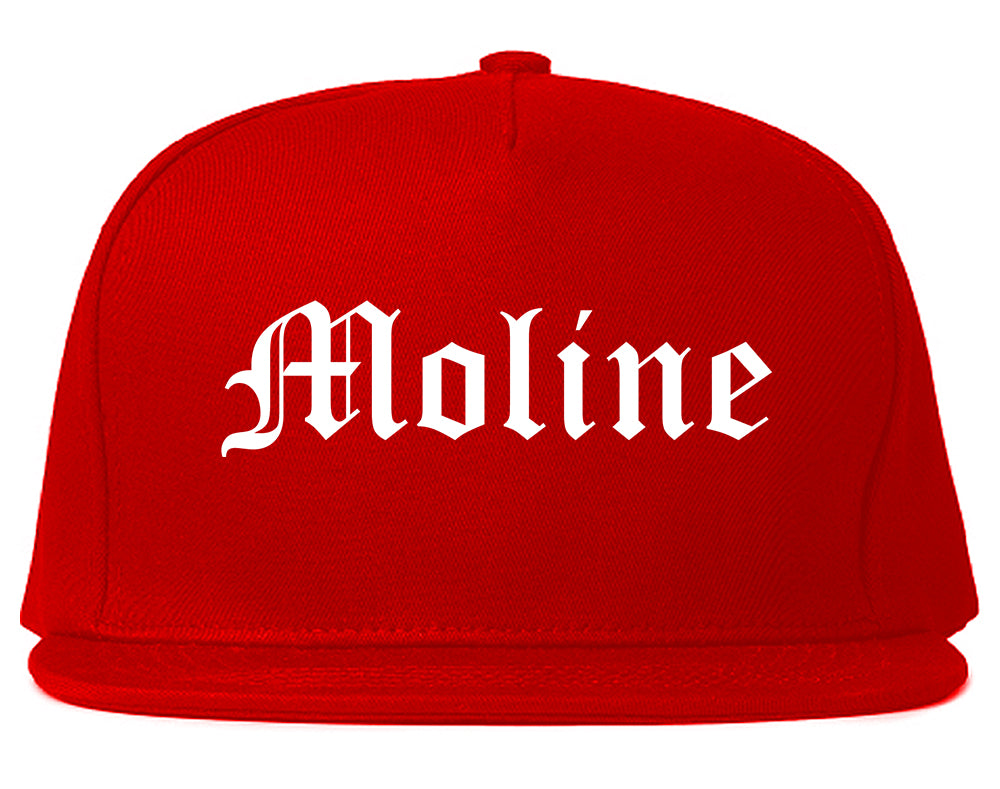 Moline Illinois IL Old English Mens Snapback Hat Red