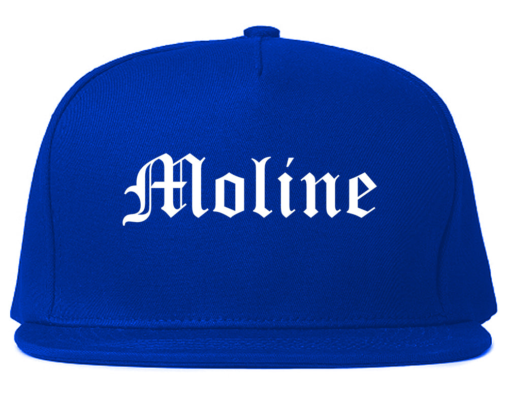 Moline Illinois IL Old English Mens Snapback Hat Royal Blue