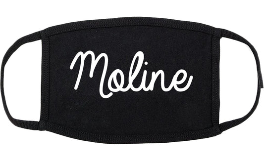 Moline Illinois IL Script Cotton Face Mask Black