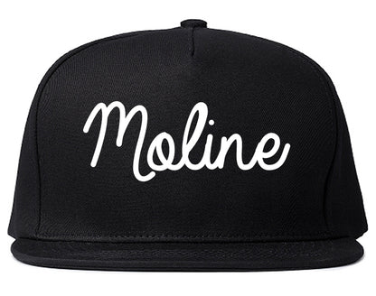 Moline Illinois IL Script Mens Snapback Hat Black