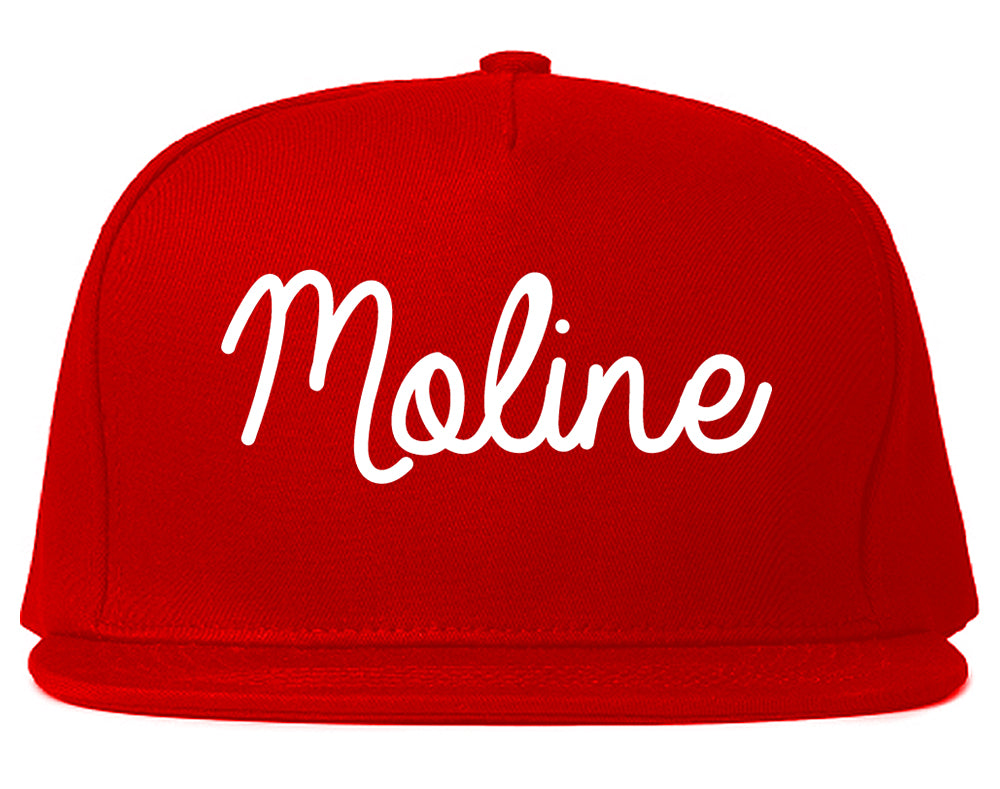 Moline Illinois IL Script Mens Snapback Hat Red