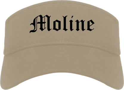 Moline Illinois IL Old English Mens Visor Cap Hat Khaki