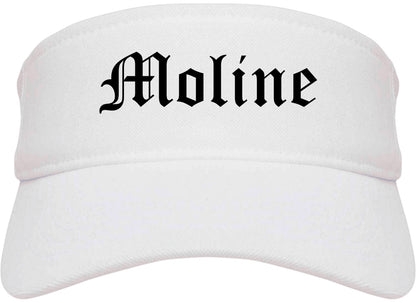 Moline Illinois IL Old English Mens Visor Cap Hat White