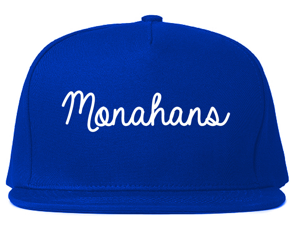 Monahans Texas TX Script Mens Snapback Hat Royal Blue