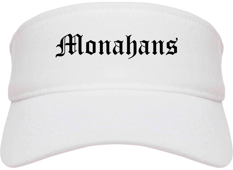 Monahans Texas TX Old English Mens Visor Cap Hat White