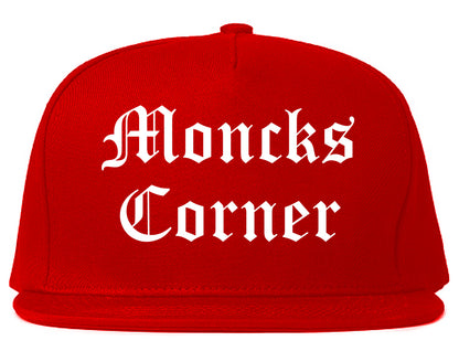 Moncks Corner South Carolina SC Old English Mens Snapback Hat Red