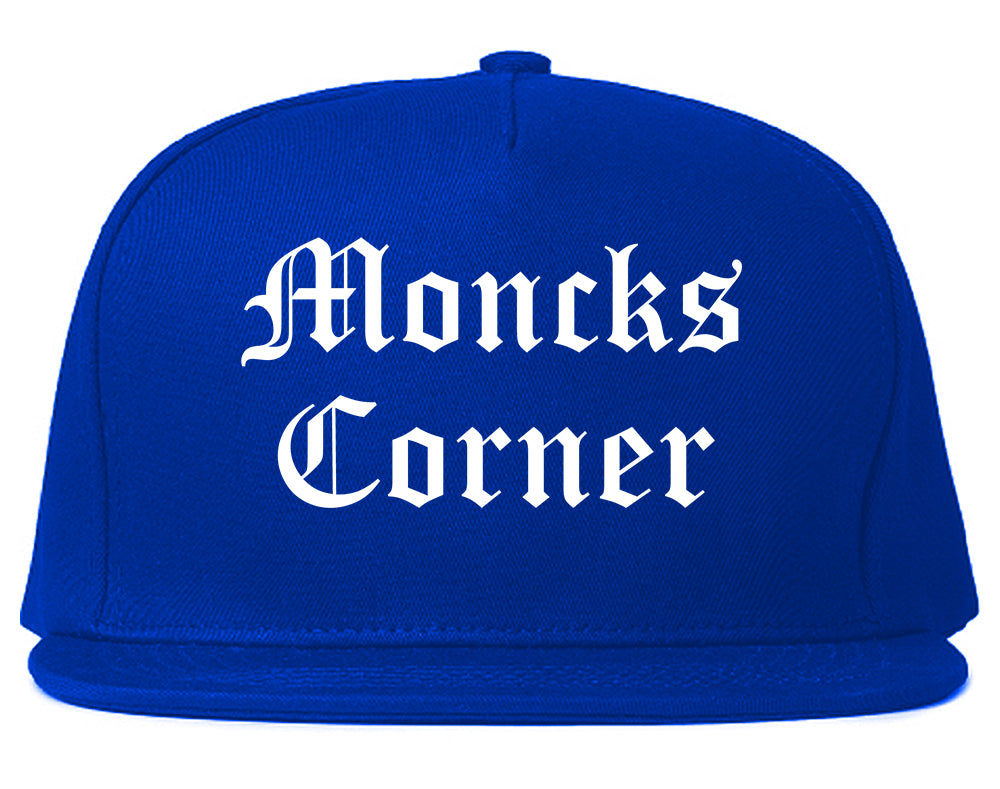Moncks Corner South Carolina SC Old English Mens Snapback Hat Royal Blue