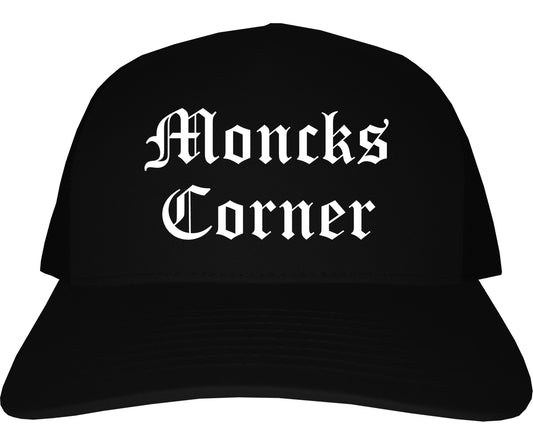 Moncks Corner South Carolina SC Old English Mens Trucker Hat Cap Black