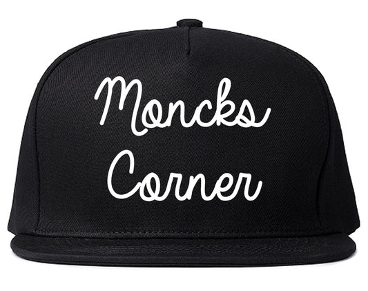 Moncks Corner South Carolina SC Script Mens Snapback Hat Black