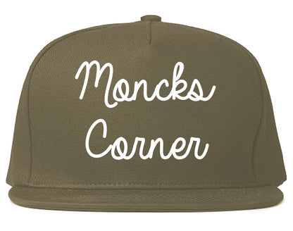 Moncks Corner South Carolina SC Script Mens Snapback Hat Grey