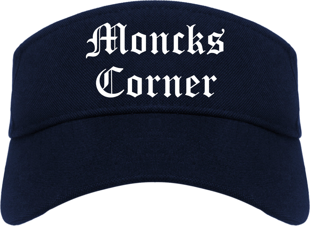 Moncks Corner South Carolina SC Old English Mens Visor Cap Hat Navy Blue