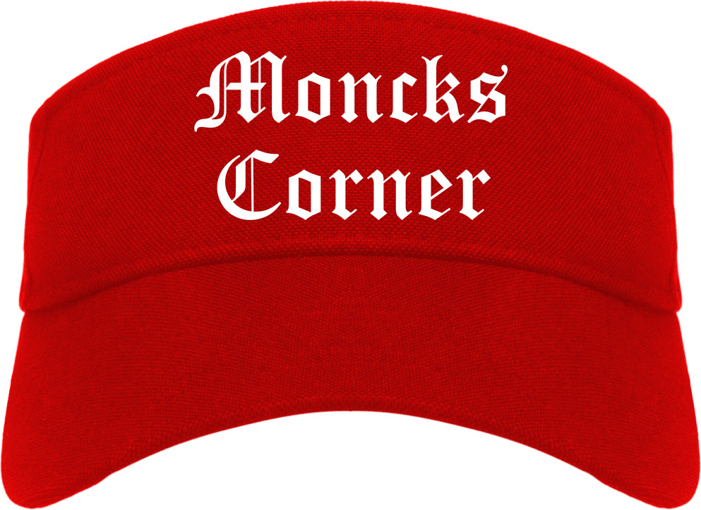 Moncks Corner South Carolina SC Old English Mens Visor Cap Hat Red