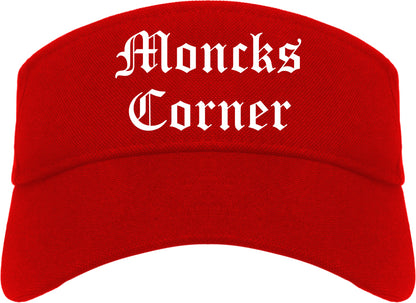 Moncks Corner South Carolina SC Old English Mens Visor Cap Hat Red