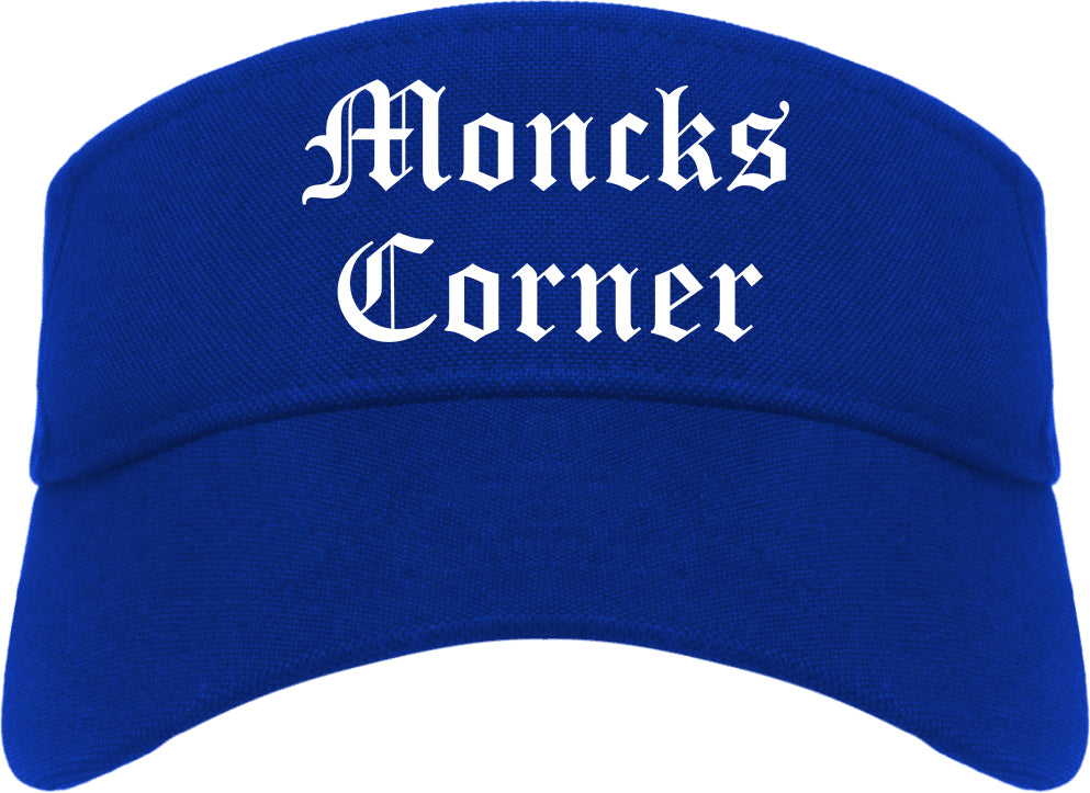 Moncks Corner South Carolina SC Old English Mens Visor Cap Hat Royal Blue