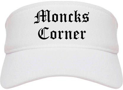 Moncks Corner South Carolina SC Old English Mens Visor Cap Hat White