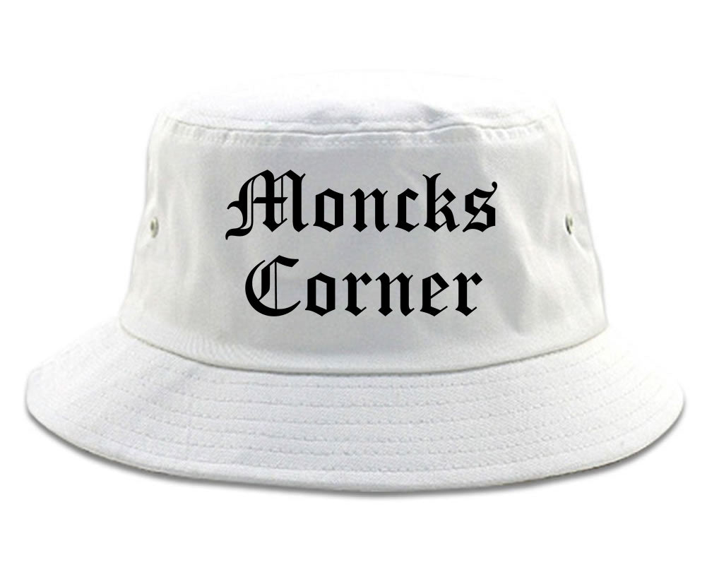 Moncks Corner South Carolina SC Old English Mens Bucket Hat White