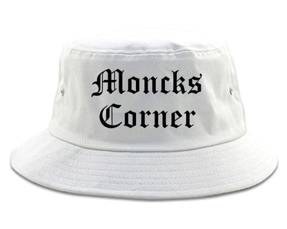 Moncks Corner South Carolina SC Old English Mens Bucket Hat White