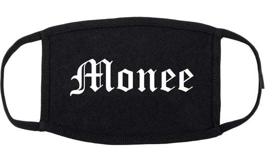 Monee Illinois IL Old English Cotton Face Mask Black
