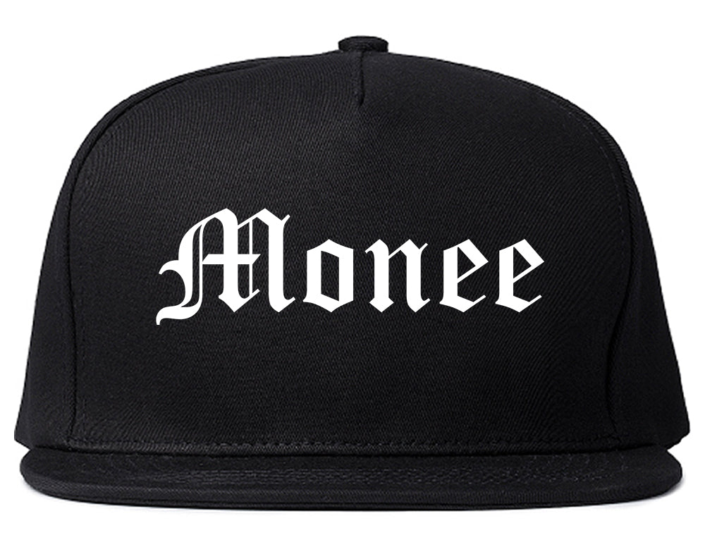 Monee Illinois IL Old English Mens Snapback Hat Black