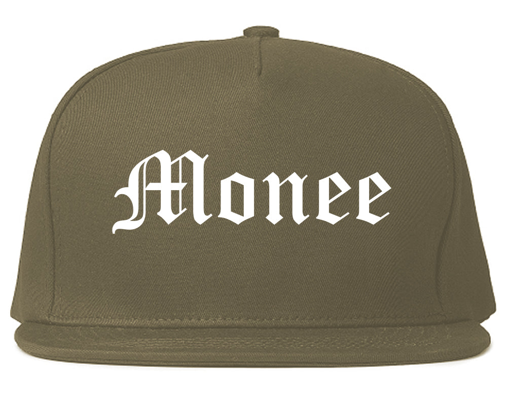 Monee Illinois IL Old English Mens Snapback Hat Grey