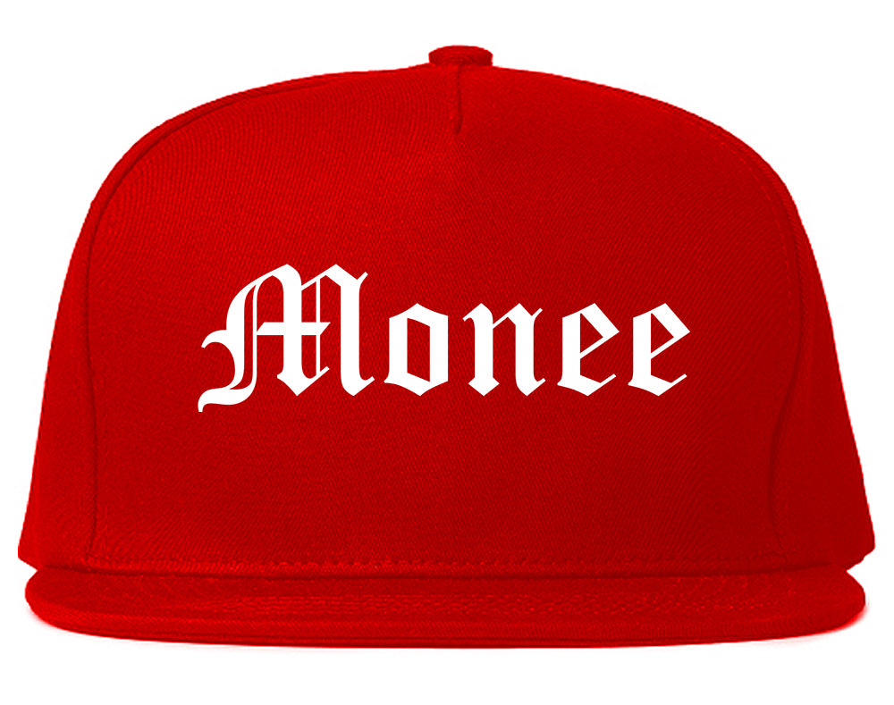 Monee Illinois IL Old English Mens Snapback Hat Red