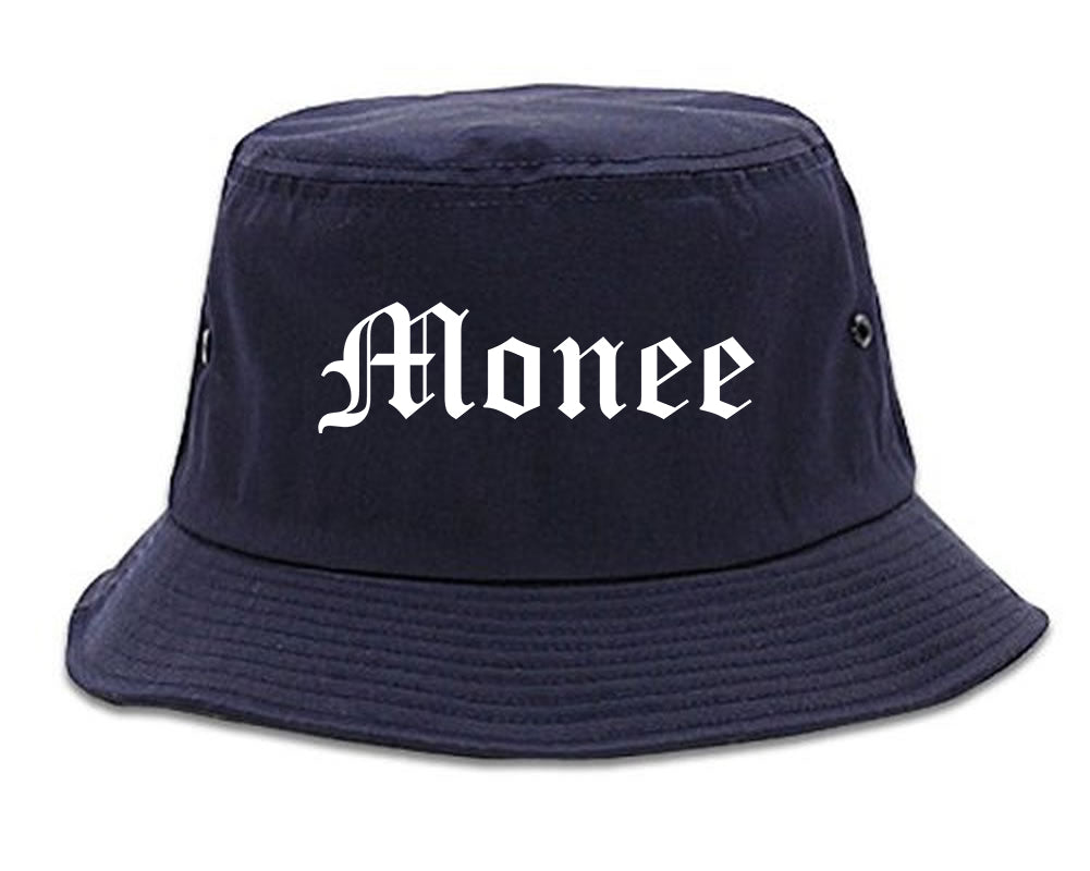 Monee Illinois IL Old English Mens Bucket Hat Navy Blue