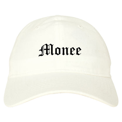 Monee Illinois IL Old English Mens Dad Hat Baseball Cap White