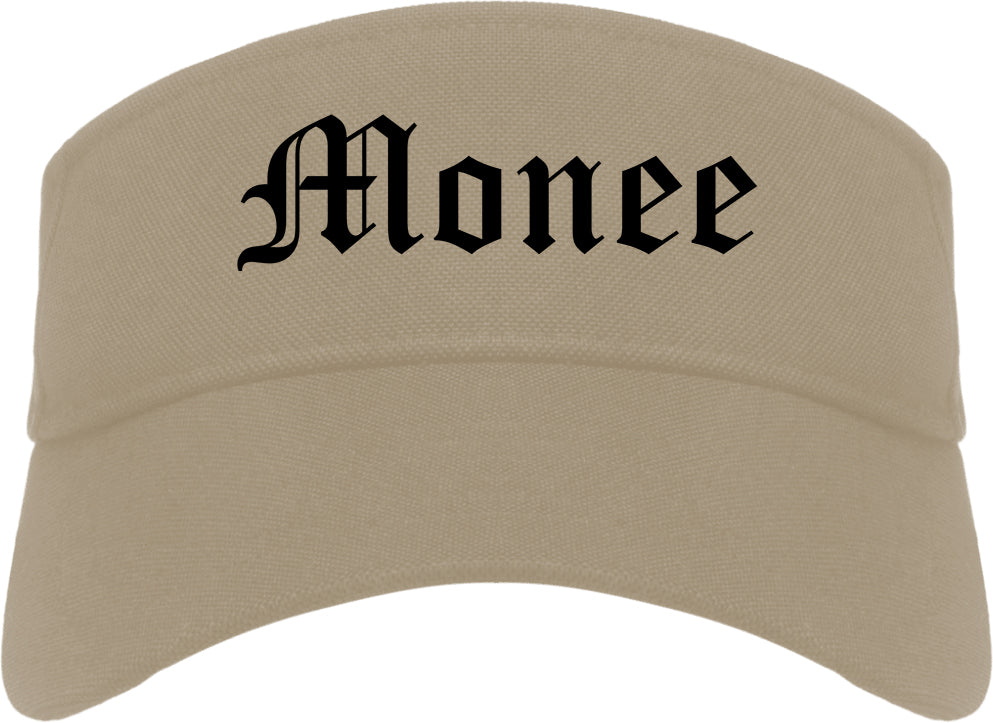 Monee Illinois IL Old English Mens Visor Cap Hat Khaki