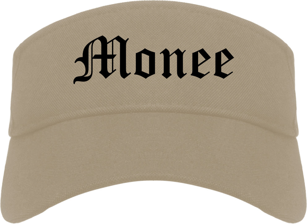 Monee Illinois IL Old English Mens Visor Cap Hat Khaki