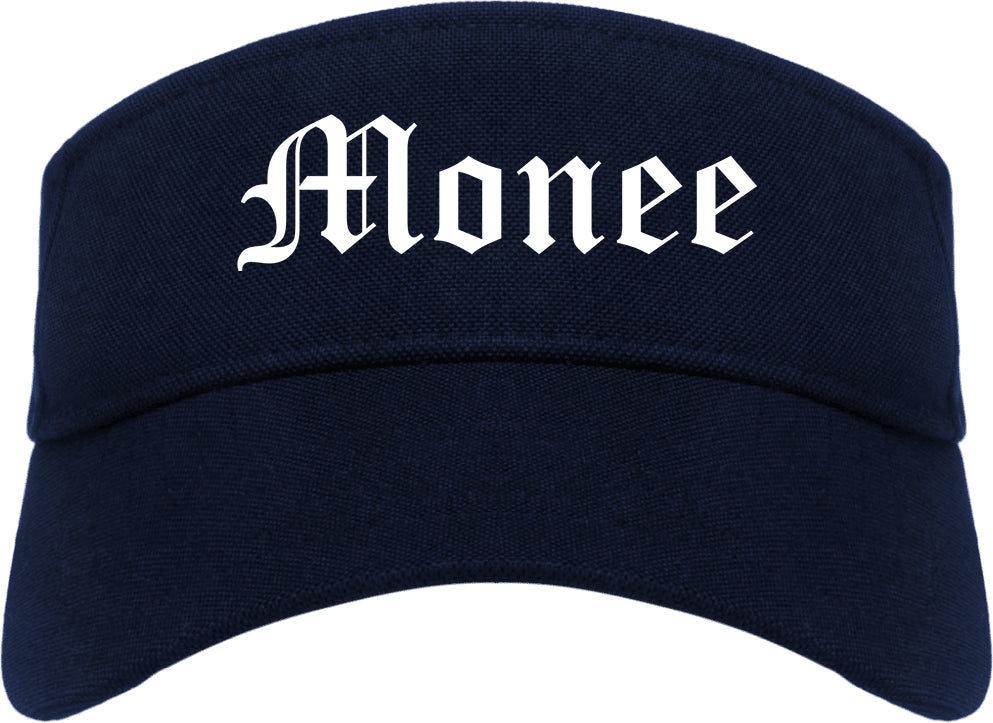 Monee Illinois IL Old English Mens Visor Cap Hat Navy Blue