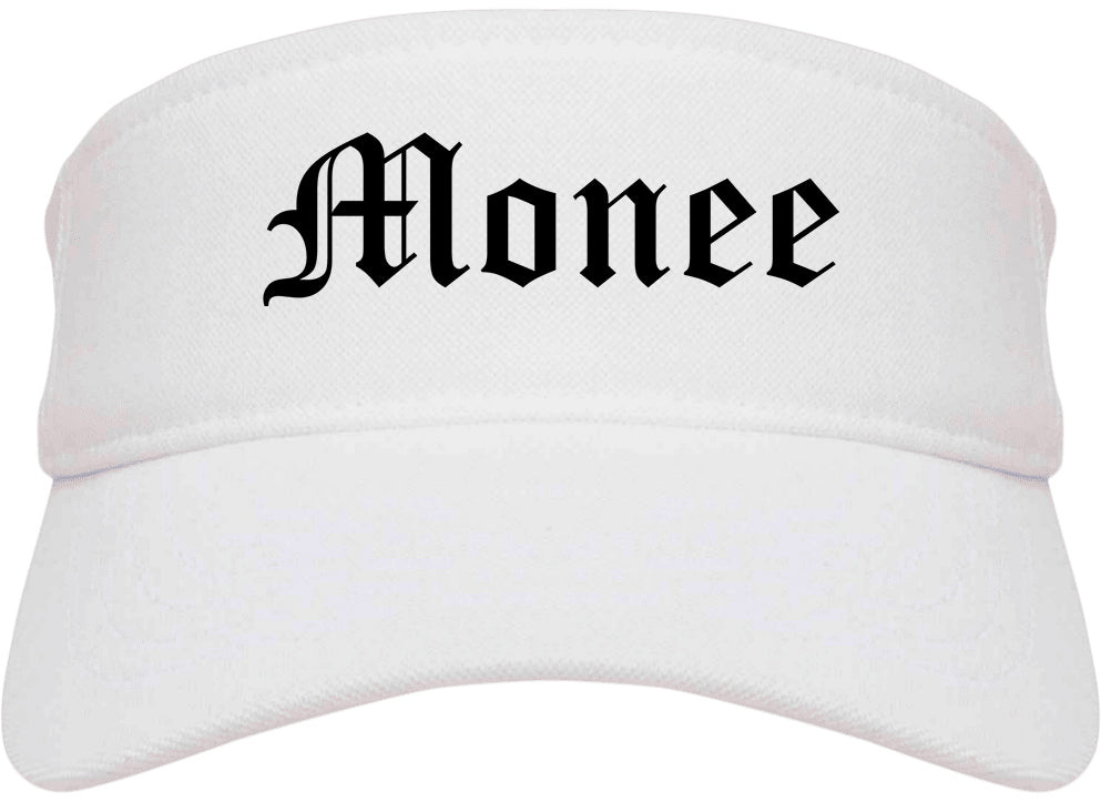 Monee Illinois IL Old English Mens Visor Cap Hat White