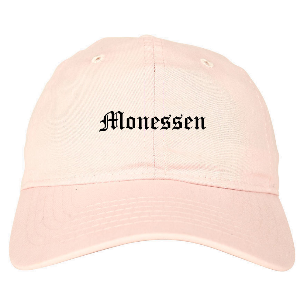 Monessen Pennsylvania PA Old English Mens Dad Hat Baseball Cap Pink
