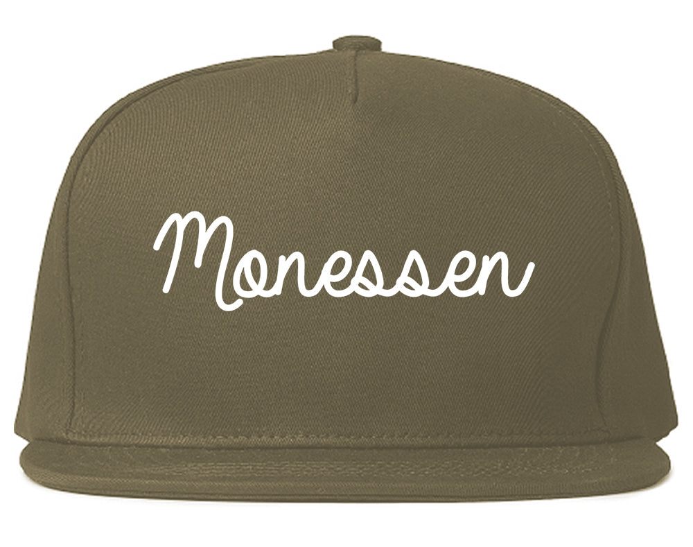 Monessen Pennsylvania PA Script Mens Snapback Hat Grey