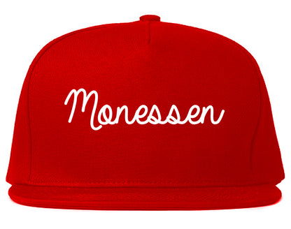 Monessen Pennsylvania PA Script Mens Snapback Hat Red