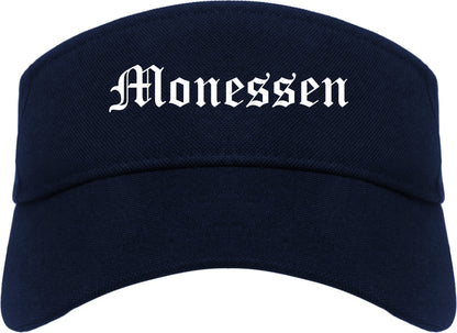 Monessen Pennsylvania PA Old English Mens Visor Cap Hat Navy Blue