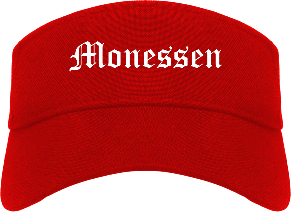 Monessen Pennsylvania PA Old English Mens Visor Cap Hat Red