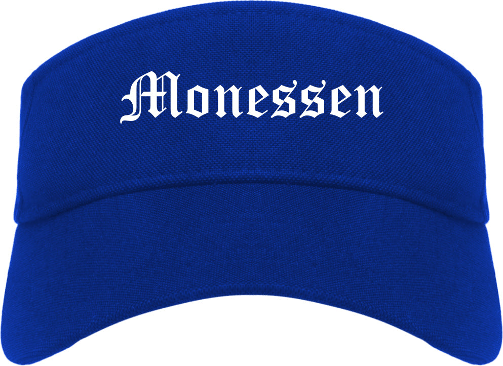 Monessen Pennsylvania PA Old English Mens Visor Cap Hat Royal Blue