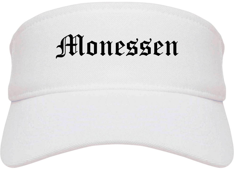 Monessen Pennsylvania PA Old English Mens Visor Cap Hat White