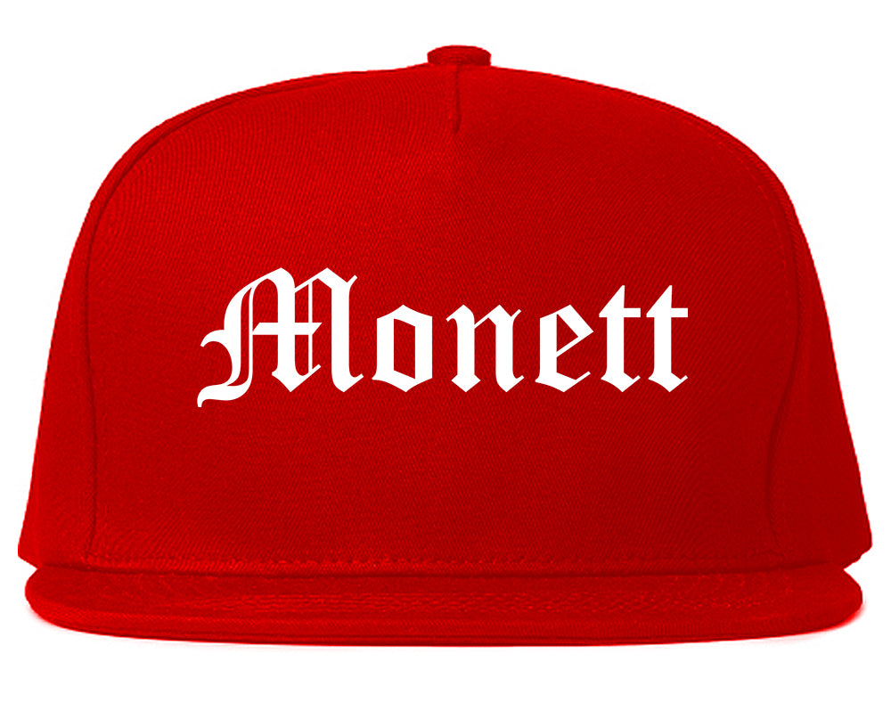 Monett Missouri MO Old English Mens Snapback Hat Red