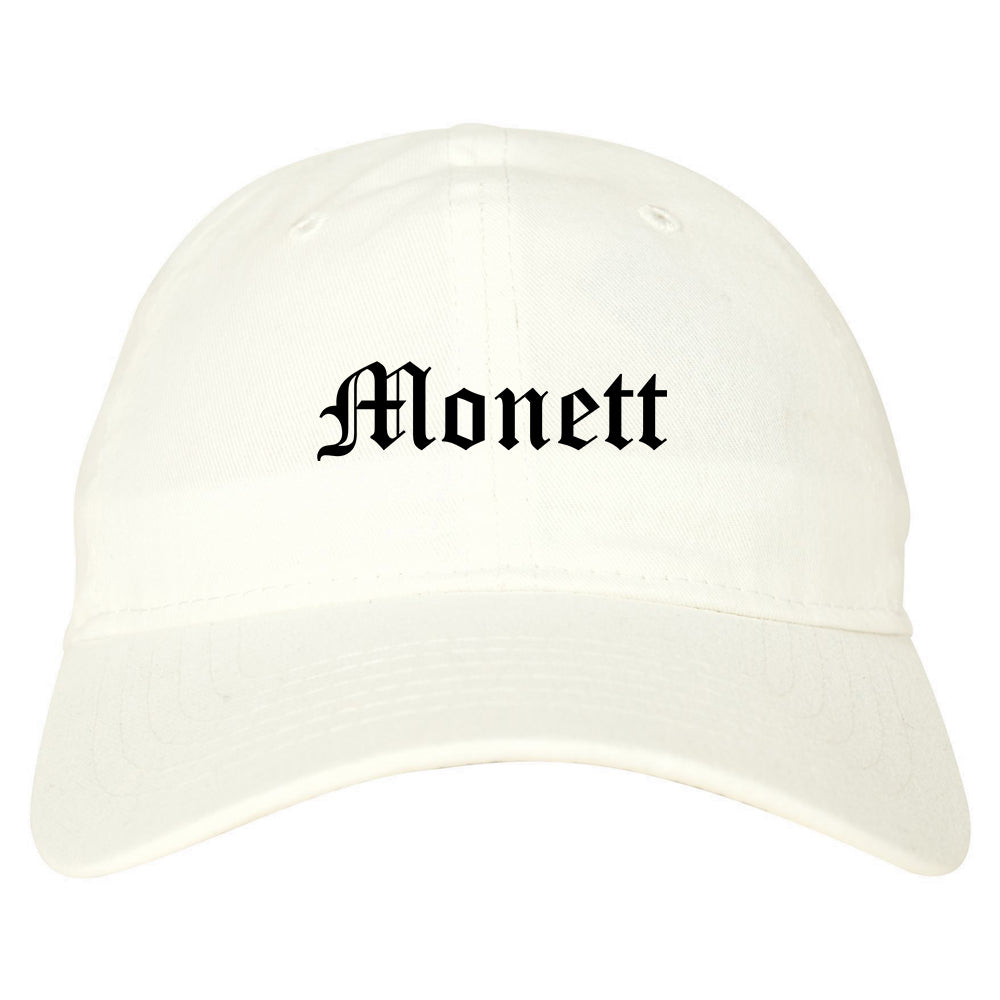 Monett Missouri MO Old English Mens Dad Hat Baseball Cap White