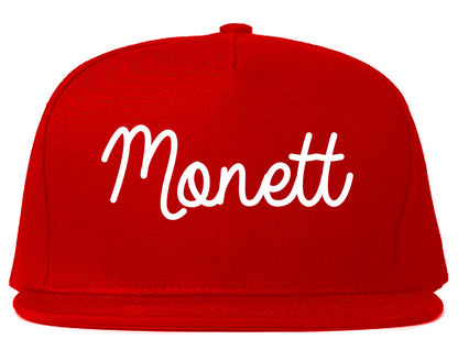 Monett Missouri MO Script Mens Snapback Hat Red